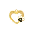 Gold heart paw pendant charm for DIY handmade bracelet necklace jewelry making accessory. - Black and White Paw Print Heart (23)