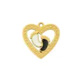 Gold heart baby footprint pendant charm for DIY handmade necklace bracelet jewelry making. - Black and White Footprint Heart (24)