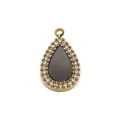 Gold Teardrop Pendant Rhinestone Black Stone DIY Jewelry Finding Necklace Accessory - Black Mother of Pearl Pave Teardrop