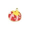 Christmas Enamel Pendant Gold Edged Red Bauble DIY Charm Necklace Jewelry Accessories - Christmas Gift Box