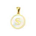 Gold Mother of Pearl Letter S Pendant Charm for DIY Necklace Bracelet Jewelry Accessory - Letter S