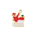 Christmas Santa Sleigh Metal Pendant Red White Enamel DIY Jewelry Accessory Charm - Santa Claus Sleigh Pendant