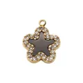 Exquisite gold star pendant charm with sparkly clear rhinestones for DIY jewelry necklace - Black Mother of Pearl Pave Five-Petal Flower