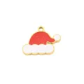 Christmas hat pendant DIY titanium steel charm for handmade necklace bracelet jewelry making - White Dots Christmas Hat