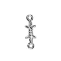 Silver metal barbed wire connector DIY charm pendant for custom handmade bracelets necklaces. - Double Hole Twisted Cord Pendant