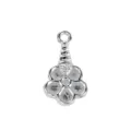 Silver flower pendant charm for DIY bracelet and necklace accessory styling variant. - Birthday Hat Flower Pendant