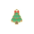 Gold-plated enamel Christmas tree pendant charm for DIY handmade jewelry accessories. - Bow Christmas Tree