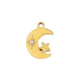 Gouden Maan Ster Hanger DIY Handgemaakte Halsketting Armband Sieraden Accessoire Item - Enkele Strass Maan Ster