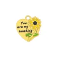 Gold heart sunflower pendant charm for DIY handmade jewelry necklace bracelet making accessory - Style 35 Sunflower English Inscribed Heart