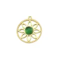 Goldfarbener edelstahl anhänger mit grünem stein sonnenblume hohl diy schmuckherstellung - Smaragd Hohlblume Rund