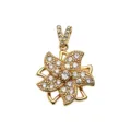 Gold crystal flower pendant necklace accessory, sparkly rhinestone charm for DIY jewelry. - Rotating Pave Windmill Flower
