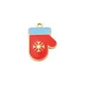 Christmas glove metal pendant gold snowflake enamel DIY charm necklace jewelry accessory - Blue Border Christmas Glove