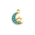 Vergulde maan ster hanger oliedruppel blauw bedel voor DIY handgemaakte ketting armband - Blauw Emaille Maan Ster