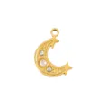 Gouden halve maan DIY hanger bedel met strass steentjes en parel voor ketting armband - Parel Maan