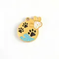 Gold Titanium Steel Pet Paw Pendant Blue Wave Enamel DIY Bracelet Necklace Accessory Charm - Paw Print Round
