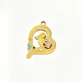 Stainless steel gold mermaid heart pendant with rhinestones and enamel for DIY necklace bracelet. - 26 Heart Mermaid