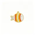 Multicolor enamel tropical fish pendant, gold-trimmed stainless steel DIY jewelry accessory. - Yellow Striped Fish / 5-Piece Set