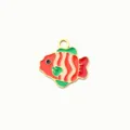 Cute colorful tropical fish enamel pendant charm for DIY handmade jewelry bracelets making. - Red White Tropical Fish / 5-Piece Set