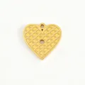 Gold heart waffle texture pendant titanium steel DIY charm for handmade bracelet necklace accessory - 5 Rhombus Grid Heart Charm