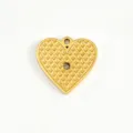 Retro gold heart titanium steel pendant with grid embossing and central stone for DIY jewelry. - 7 Dense Rhombus Heart Charm