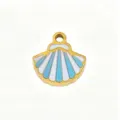Gold and White Blue Enamel Seashell Pendant Charm for DIY Necklace Bracelet Jewelry Making - 33 Blue and White Scallops