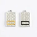 Stainless steel geometric charm pendant DIY necklace jewelry accessory two-tone design - Gold Bottom Square