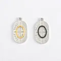 Stainless steel two color geometric cross oval pendant DIY handmade necklace jewelry accessory - Gold Vertical Loop