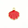 Red shell enamel pendant stainless steel DIY charm for handmade necklace bracelet accessories - 35 Red Shell