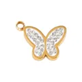 Gold butterfly pendant white enamel rhinestone DIY charm titanium steel jewelry accessory sku - Full Diamond Butterfly