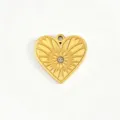 Retro embossed heart 18k gold tone titanium steel pendant DIY necklace bracelet jewelry accessory. - 12 Sun Pattern Heart Charm