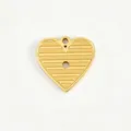 Gold titanium steel heart pendant, embossed striped heart charm for DIY jewelry making. - 15 Horizontal Stripe Heart Charm