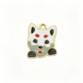 Titanium steel enamel pet charm cute cat dog pendant DIY bracelet necklace jewelry accessory - Grey and White Puppy Face