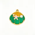 Stainless steel seashell pendant with colorful enamel starfish DIY necklace bracelet accessory - 39 Green and Yellow Shell