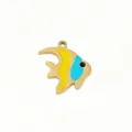 Stainless Steel Tropical Fish Charm Enamel Gold DIY Pendant for Necklace Bracelet Accessory - 4 Blue and Yellow Tropical Fish