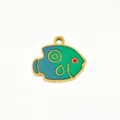 Stainless steel fish shape DIY charm pendant with blue green enamel for necklace bracelet making - 9 Gradient Tropical Fish