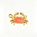 Stainless steel crab pendant with orange inlay for DIY handmade jewelry making accessories. - 14 Pink Shell Crab