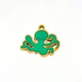 Stainless steel green octopus charm pendant for DIY handmade necklace bracelet jewelry making - 15 Green Octopus