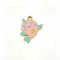 Stainless steel cute marine animal pendant charm pink blue enamel DIY necklace bracelet accessory - 17 Heart Sea Fish