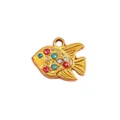 Gold fish charm pendant with colorful gemstone inlay for DIY necklace bracelet crafting. - 42 Goldfish with Rhinestones
