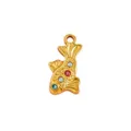 Gold fish metal DIY pendant charm with colored stones for handmade necklace bracelet accessory - 48 Rhinestone Little Fish