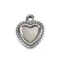 Vintage silver heart pendant DIY charm for necklace bracelet jewelry making accessories - Beaded Edge Heart