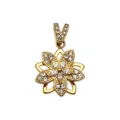 Gold rhinestone flower pendant charm, sparkling crystal floral DIY necklace jewelry accessory. - Rotating Pave Lotus