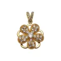 Gold rhinestone 5-petal flower pendant charm for DIY necklace jewelry accessory crafting. - Rotating Pave Five-Petal Flower