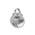 Pendentif Coquillage en Acier Inoxydable, Charme de Coquille DIY Argenté pour Collier - Coquille Saint-Jacques à Rayures (44)