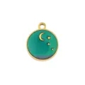 Ronde Geemailleerde Gouden Hanger Maan Ster DIY Sieraden Accessoire voor Ketting Armband - Groen Emaille Ster Ronde Schijf