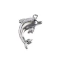 Pendentif dauphin en acier inoxydable pour fabrication de bijoux DIY bel animal marin argent. - Grand Dauphin Sautant (46)
