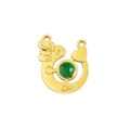 Goldener Edelstahl DIY Anhänger mit grünem Stein für Halskette Armband Schmuck - Smaragd Ring Kreis