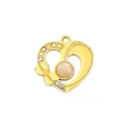 Goldenes Edelstahl Herz Anhänger DIY Charm mit funkelnden Strasssteinen und Stein Variante - Herz Schleife Rosa Stein