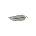 Silver feather charm pendant diy jewelry accessory for bracelet necklace vintage style - Wide Feather