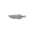 Silver feather charm pendant for DIY necklace bracelet jewelry making accessories stylish design - Slim Long Feather